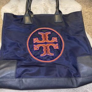 Tory Burch Navy Beaded Ella Tote